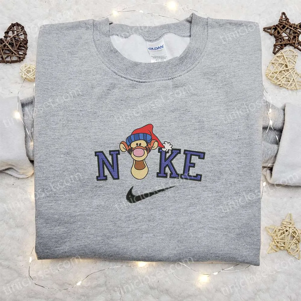 Tigger Christmas Hat Head x Nike Embroidered Sweatshirt, Christmas Embroidered Shirt, Best Christmas Gift Ideas