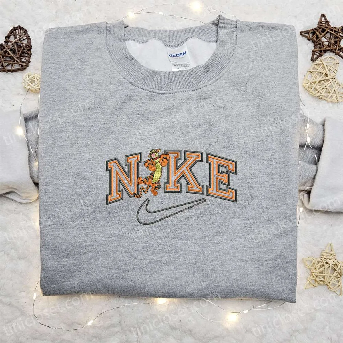 Tigger x Nike Cartoon Embroidered Sweatshirt, Disney Characters Embroidered Shirt, Best Gift Ideas for Family