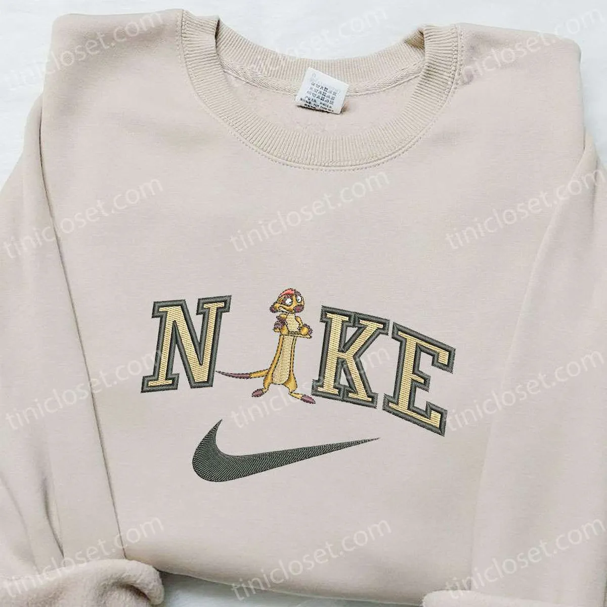 Timon x Nike Cartoon Embroidered Sweatshirt, Disney Characters Embroidered Hoodie, Best Birthday Gift Ideas