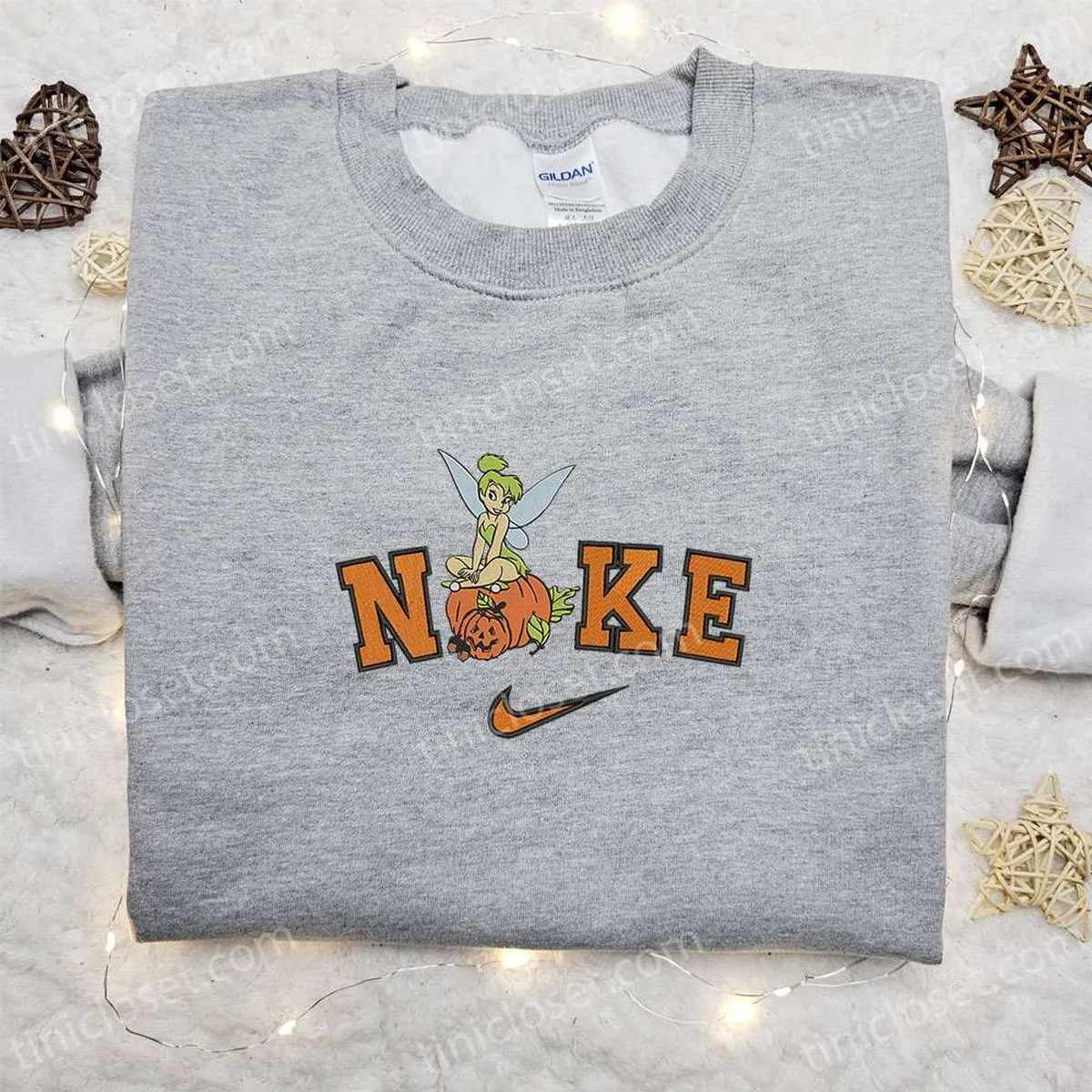 Tinkerbell Halloween x Nike Embroidered Sweatshirt, Walt Disney Characters Embroidered Shirt, Best Halloween Gift Ideas