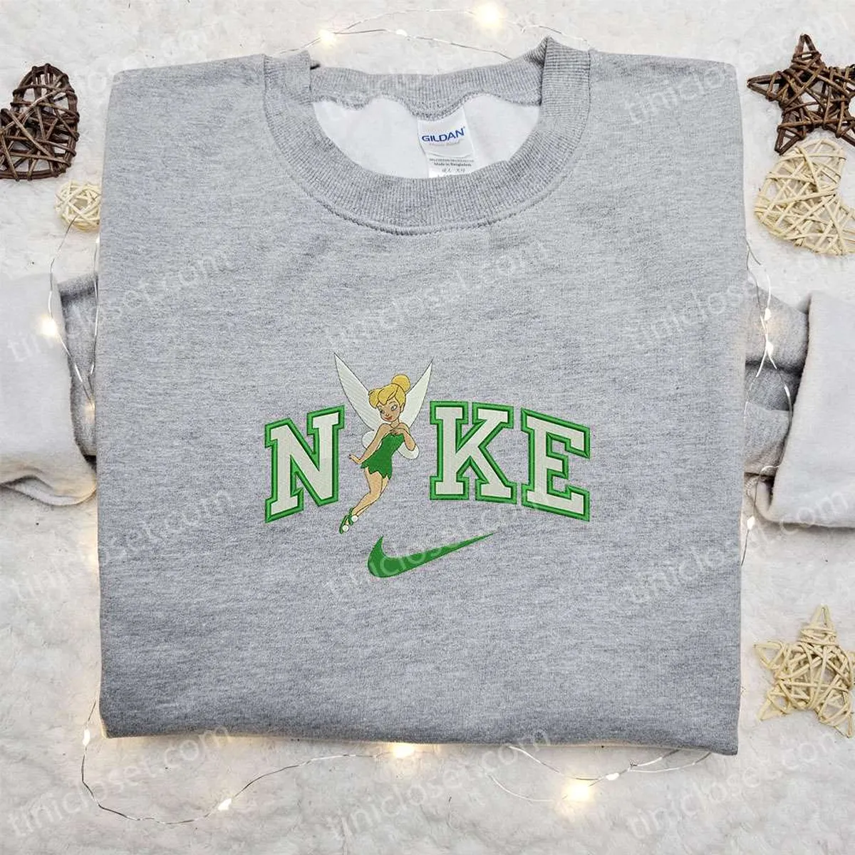 Tinkerbell x Nike Cartoon Embroidered Sweatshirt, Disney Characters Embroidered Shirt, Best Gift Ideas for Family