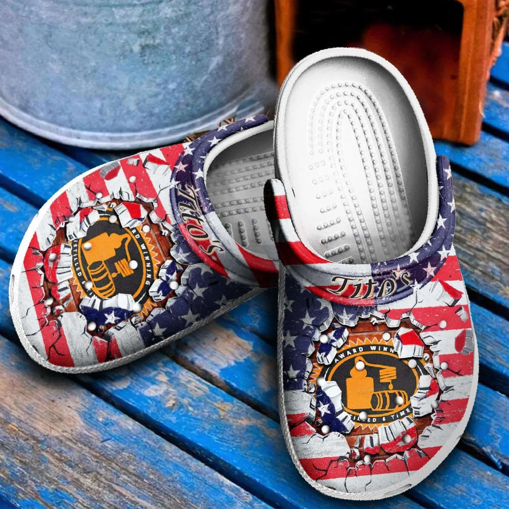 Tito Broken Brick American Flag Rubber Crocs Clog