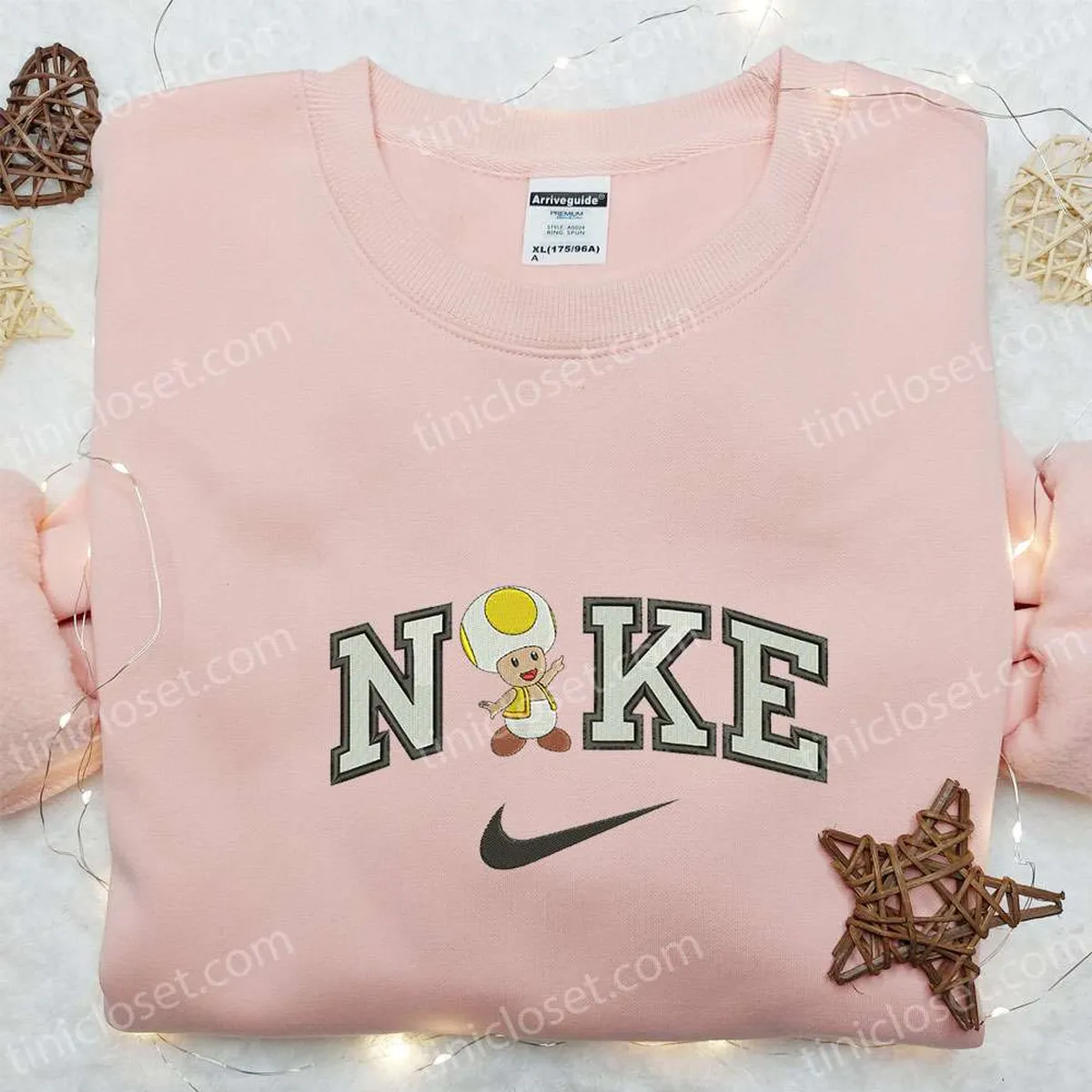 Toad x Nike Embroidered Sweatshirt, Super Mario Embroidered Shirt, The Best Gift