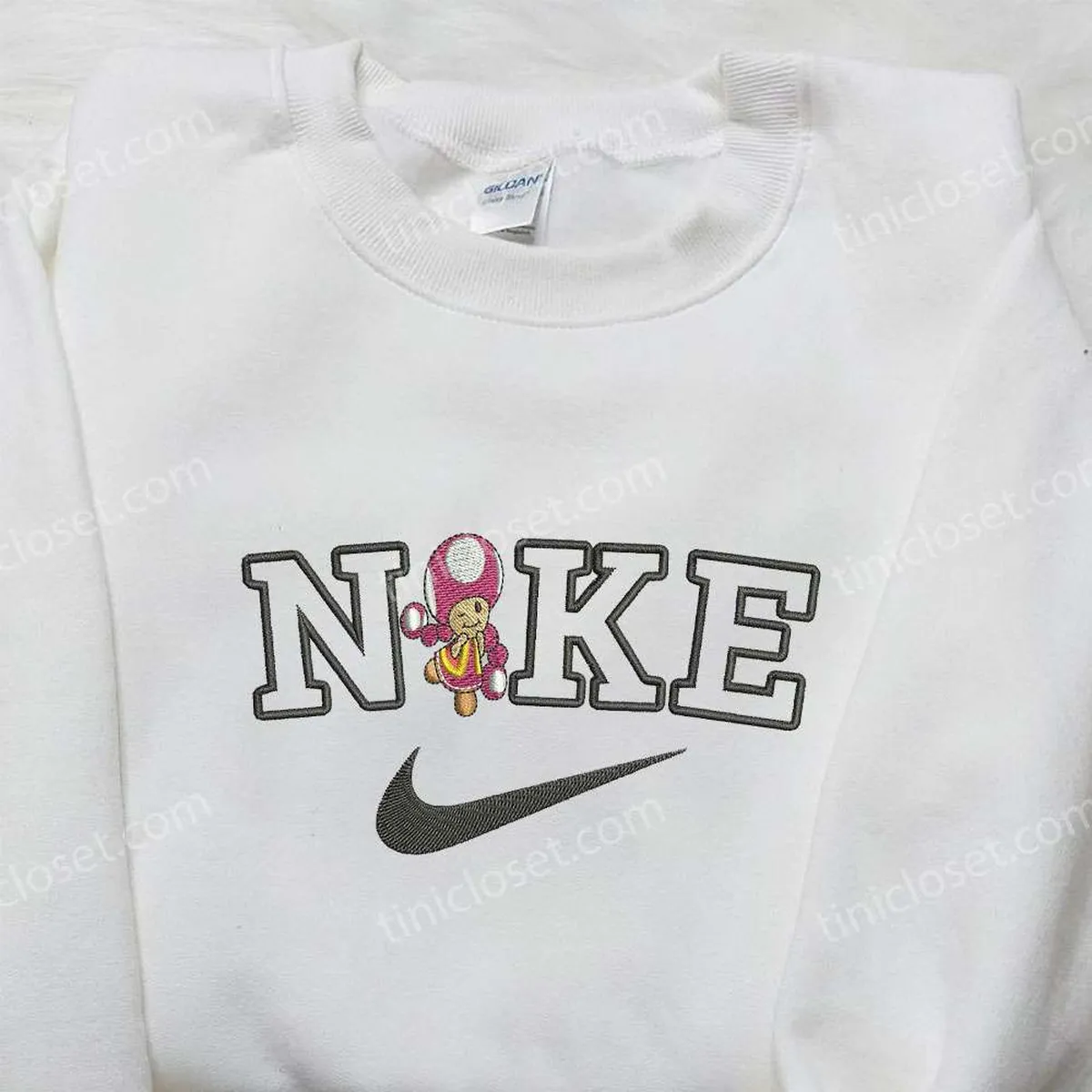 Toadette x Nike Embroidered Hoodie, Super Mario Embroidered Shirt, Nike Inspired Embroidered Shirt