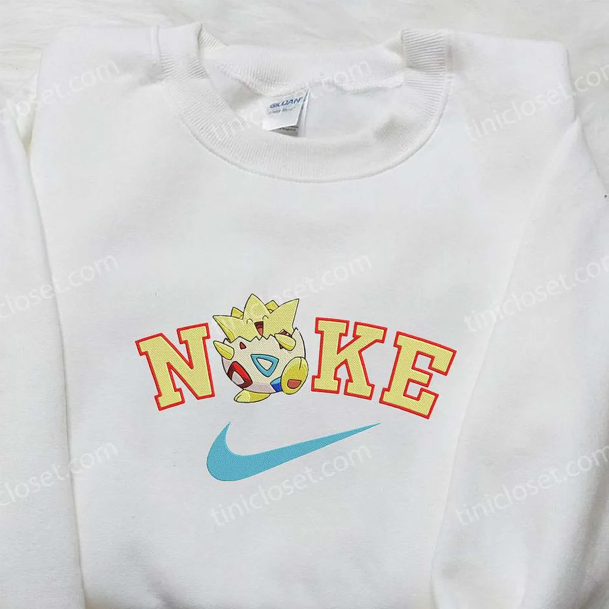 Togepi x Nike Anime Embroidered Hoodie, Pokemon Embroidered Shirt, Nike Inspired Embroidered Shirt