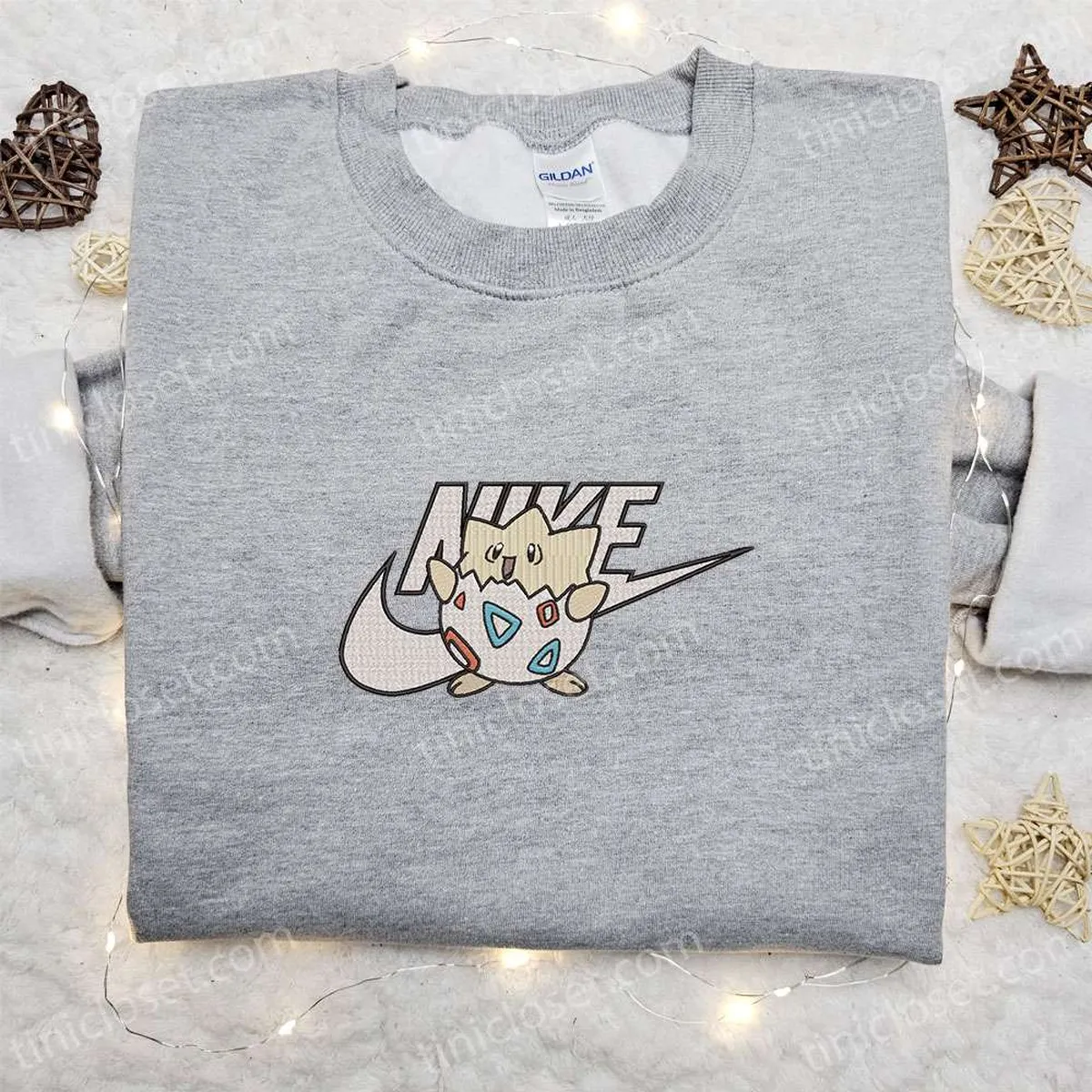 Togepi x Nike Anime Embroidered Sweatshirt, Pokemon Embroidered Shirt, Best Gift Ideas for Family