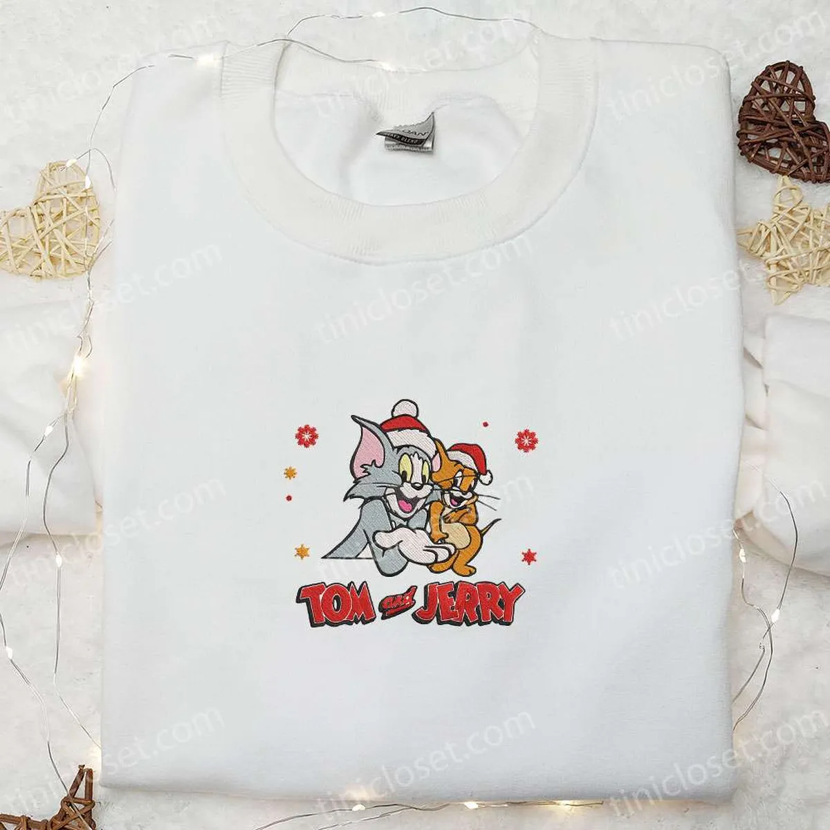 Tom And Jerry Christmas Embroidered Sweatshirt, Merry Christmas Embroidered Shirt, Best Christmas Day Gift Ideas