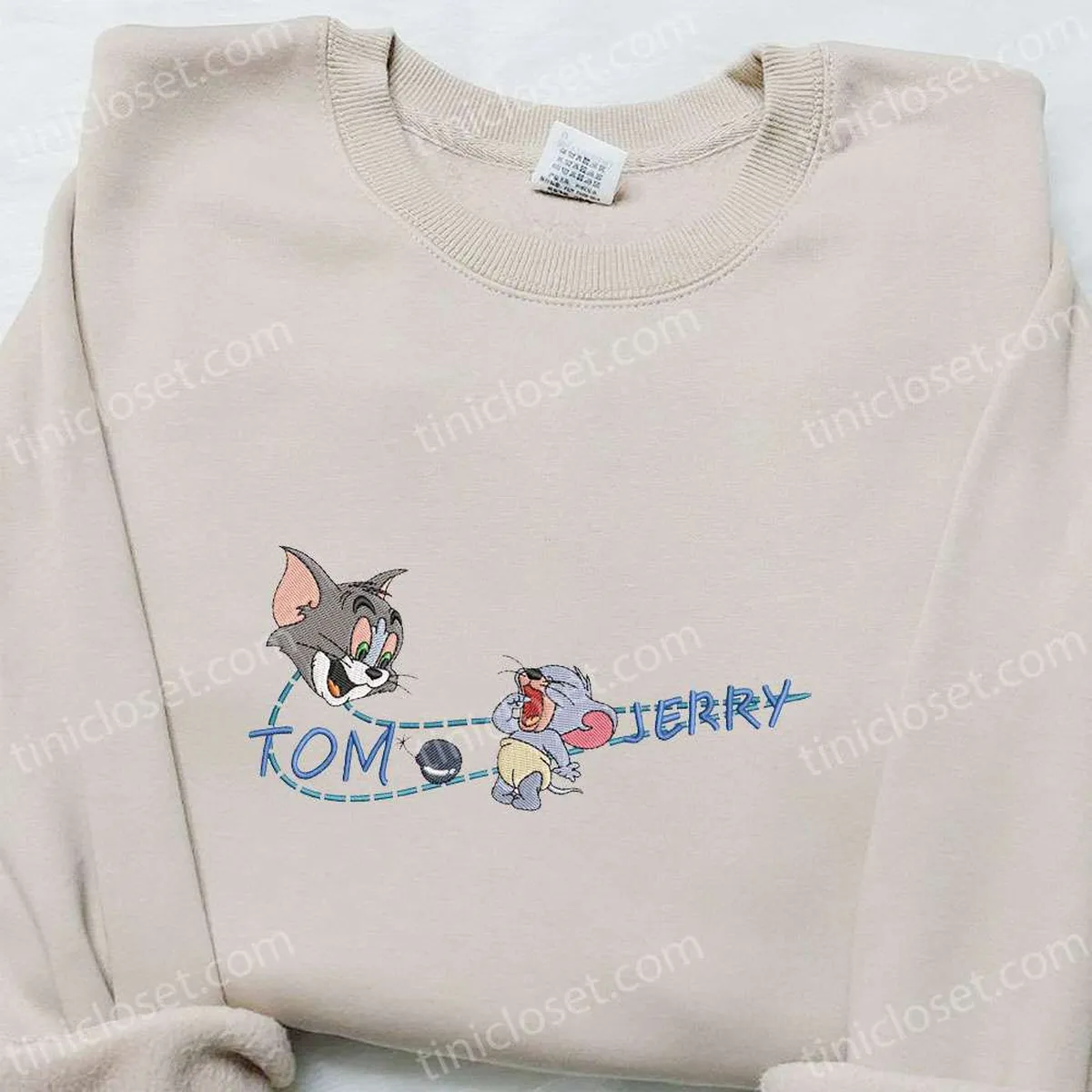 Tom and Jerry x Swoosh Cartoon Embroidered Hoodie, Nike Inspired Embroidered Hoodie, Best Gift Ideas for Family