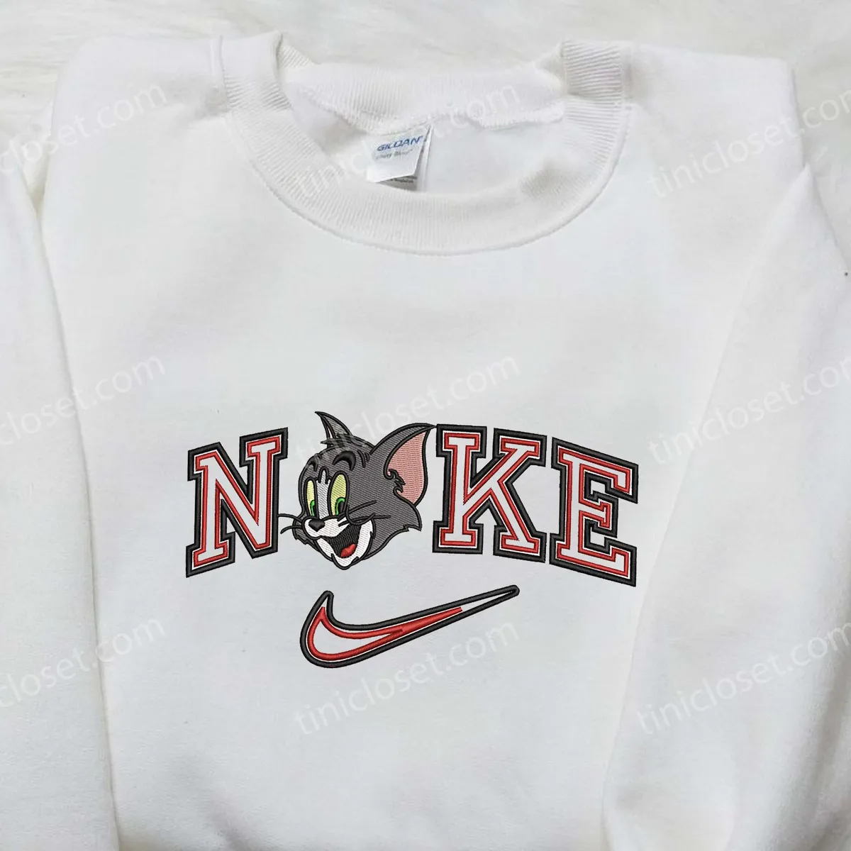 Tom Head x Nike Embroidered Shirt, Tom And Jerry Embroidered Shirt, Custom Nike Embroidered Shirt