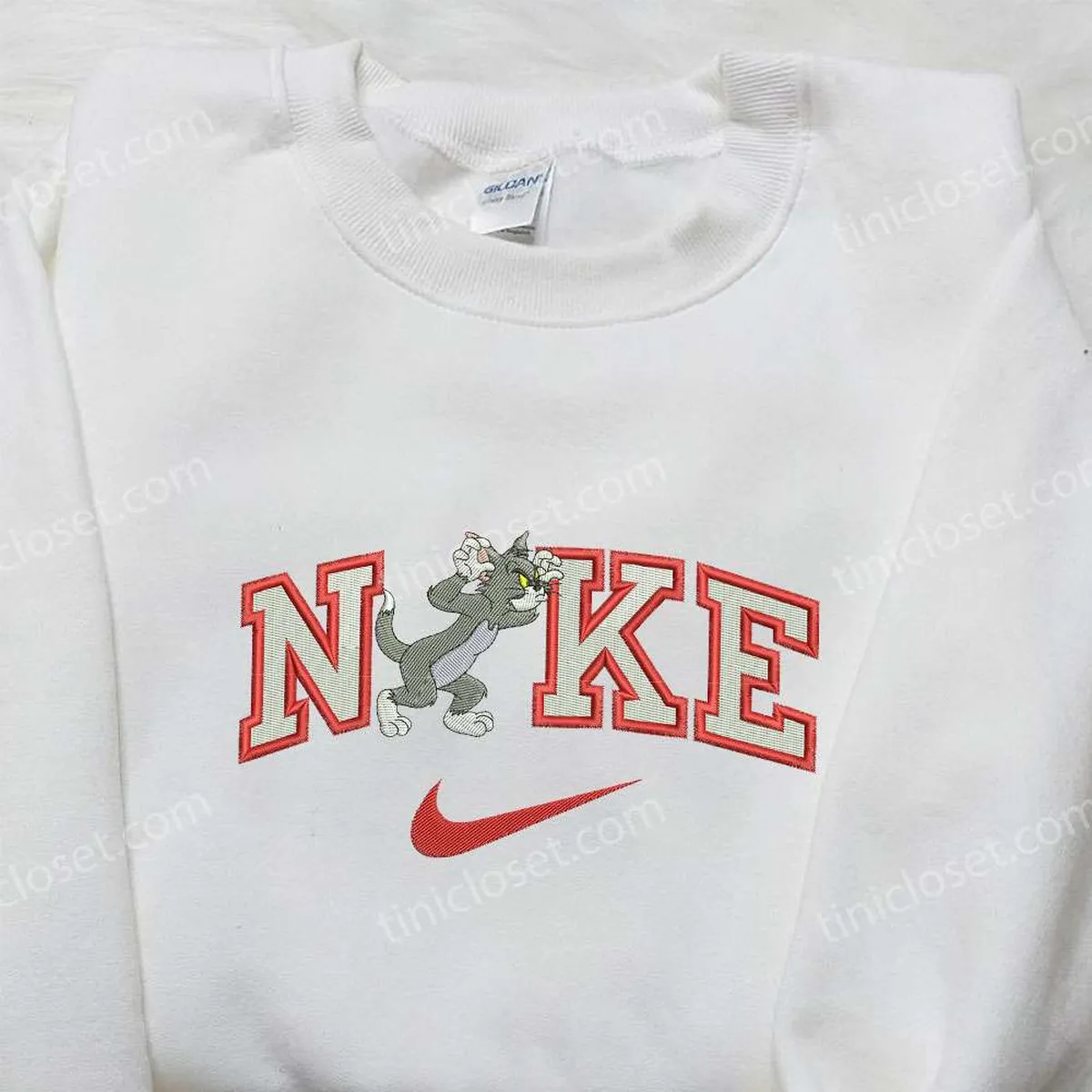 Tom x Nike Embroidered Hoodie, Tom and Jerry Embroidered Shirt, Nike Inspired Embroidered Shirt