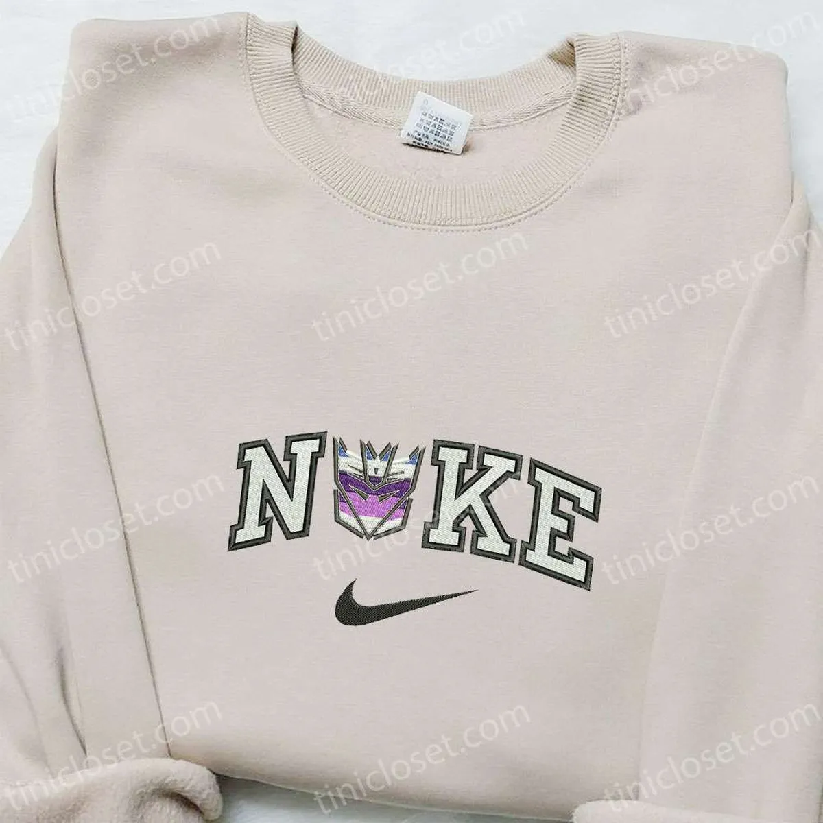 Transformer Logo x Nike Embroidered Shirt, Movie Embroidered Hoodie, Nike Inspired Embroidered Sweatshirt