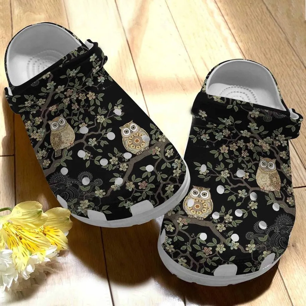 Tree And Owl Pattern Clogs Crocs