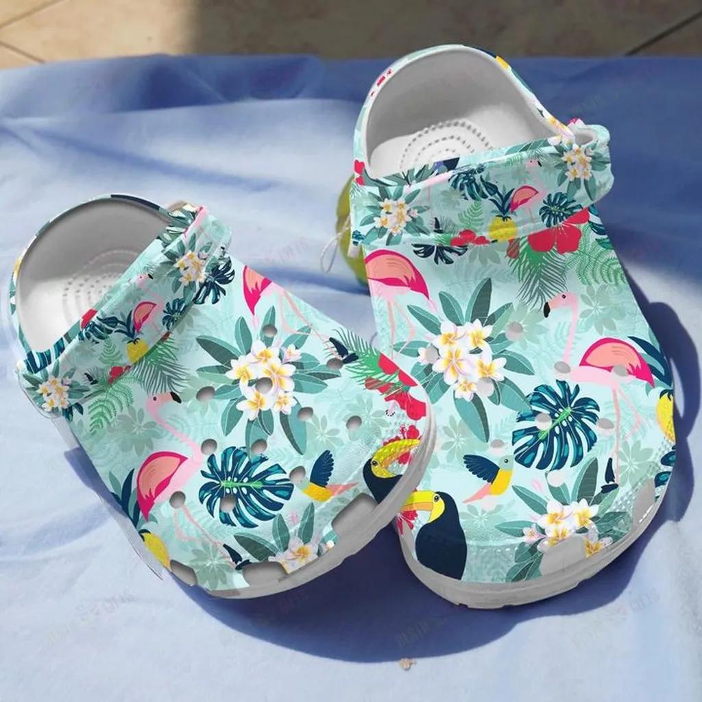 Tropical Flamingo Crocs, Personalized Crocs Classic Clogs