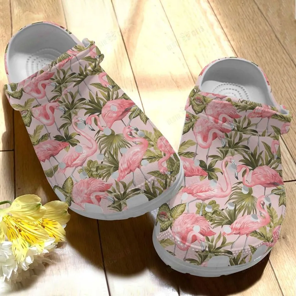 Tropical Flamingos Crocs, Personalized Crocs Classic Clogs