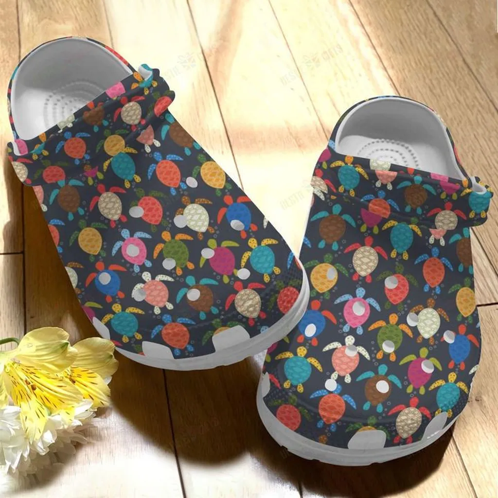 Turtle Colorful Crocs, Personalized Crocs Classic Clogs