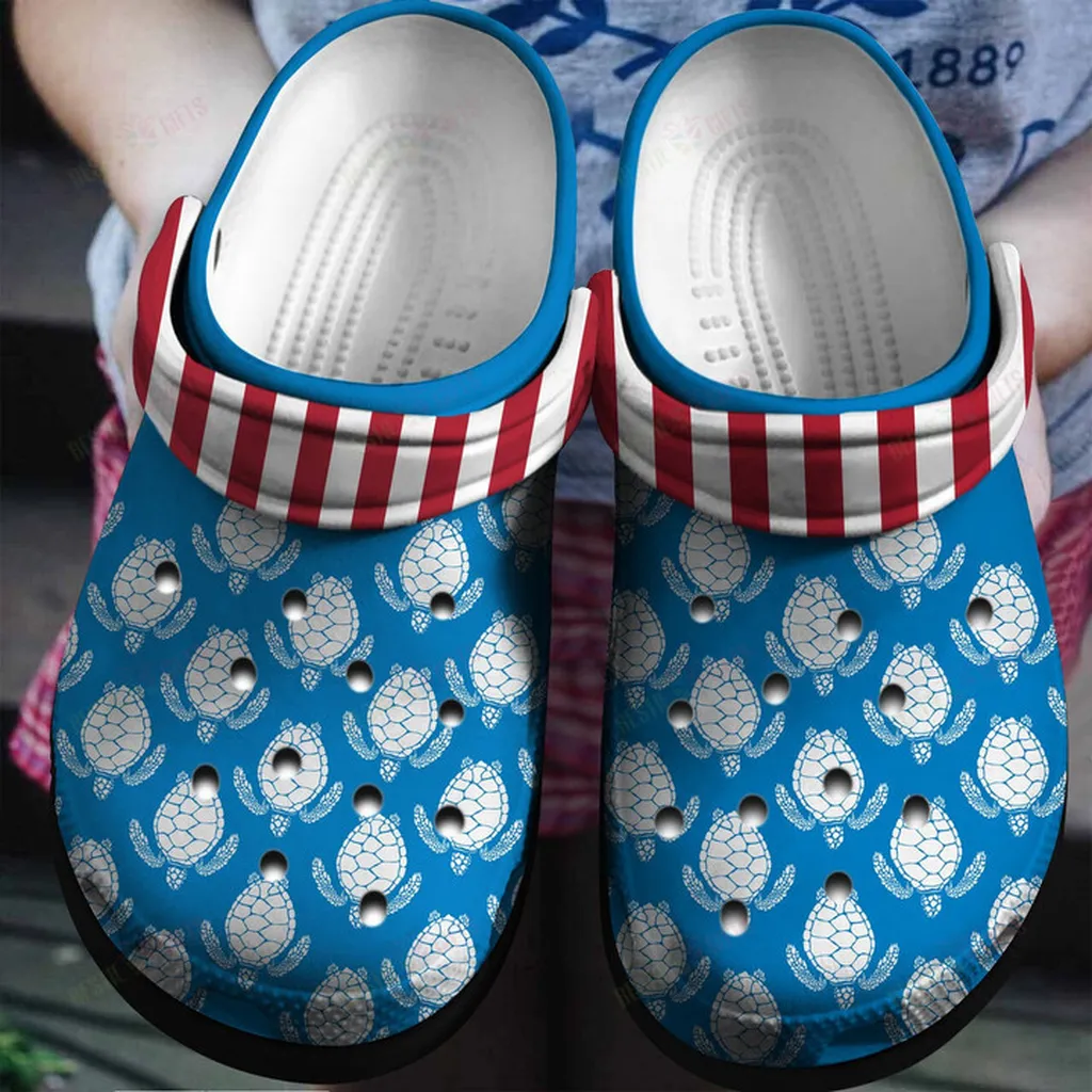 Turtle With American Flag Crocs Classic Clogs