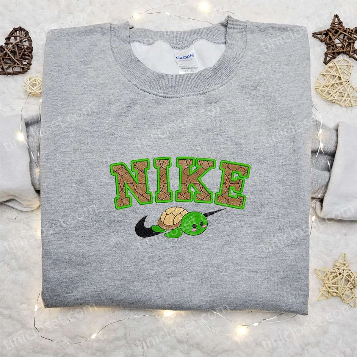 Turtle x Nike Embroidered Shirt, Animal Embroidered Shirt, Custom Nike Embroidered Shirt