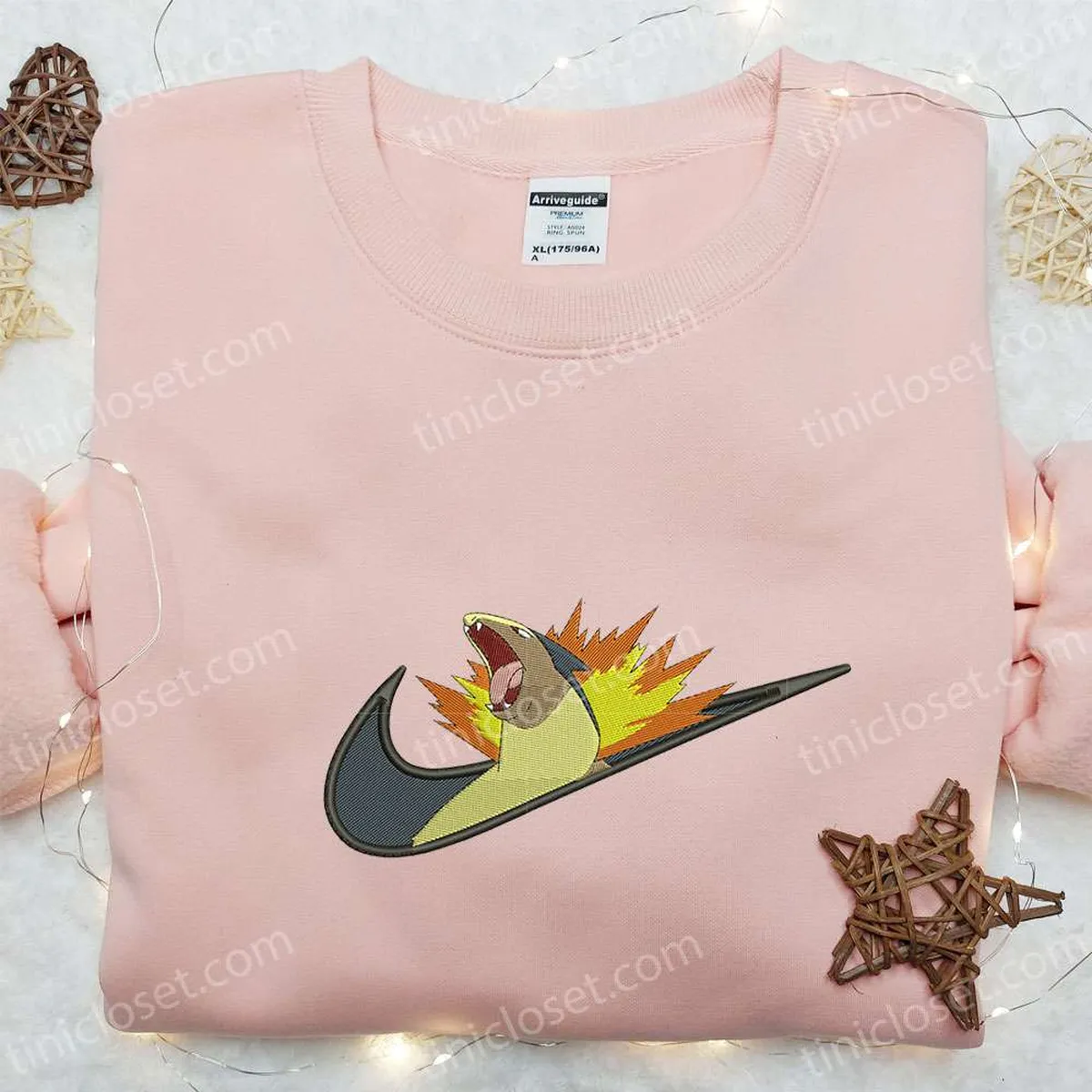 Typhlosion x Swoosh Anime Embroidered Hoodie, Cool Anime Clothing, Best Gift Ideas for Family