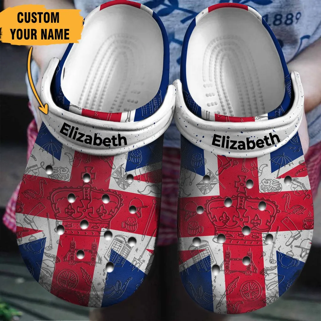 Uk Flag Gift For Fan Classic Water Rubber Crocs Clog