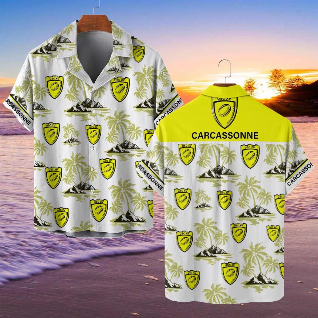 US Carcassonne Hawaiian Shirt Style Classic Oversized Hawaiian, Unisex Hawaiian Shirt Trending Summer