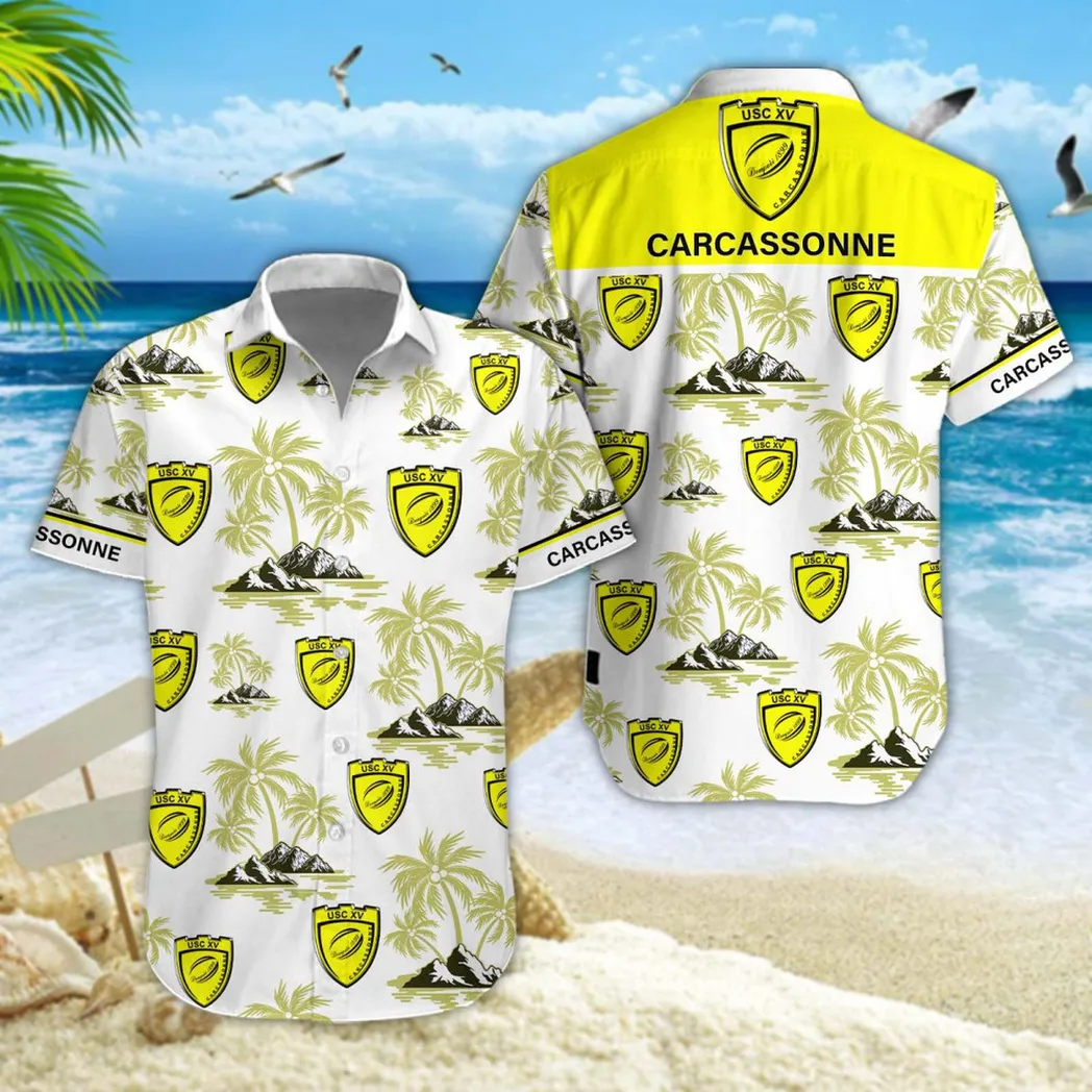 US Carcassonne Hawaiian Shirt Style Classic Oversized Hawaiian, Unisex Hawaiian Shirt