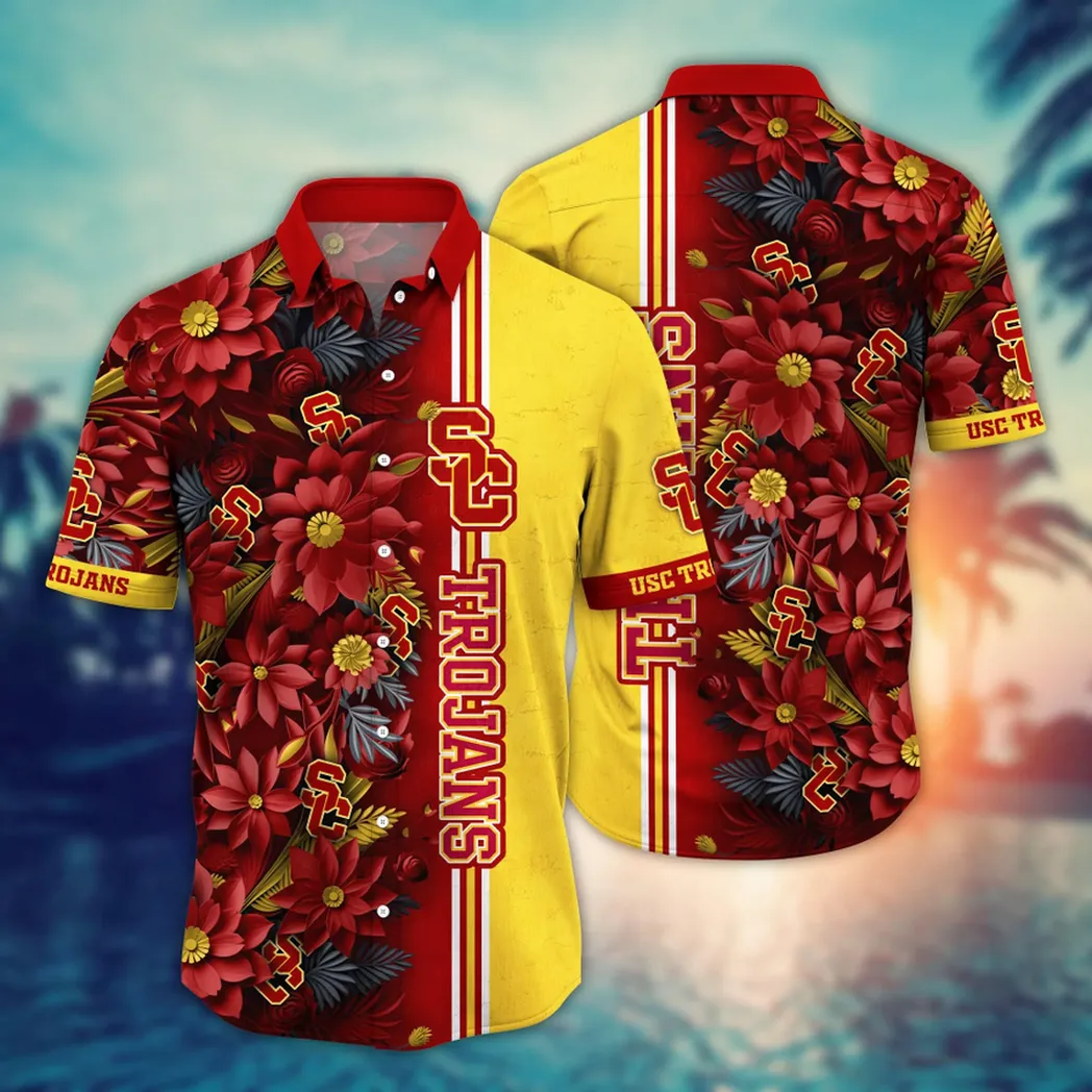 USC Trojans NCAA Flower Aloha Hawaiian Shirt, Custom Summer Football Shirts VPHWA2451153260