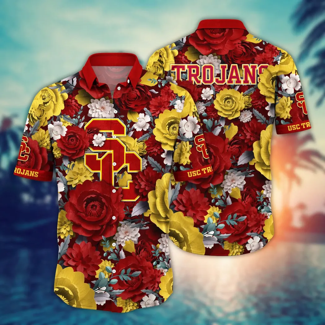 USC Trojans NCAA Flower Aloha Hawaiian Shirt, Custom Summer Football Shirts VPHWA2451153710