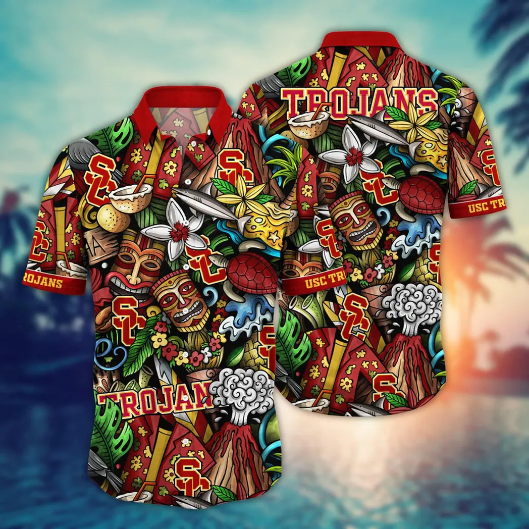 USC Trojans NCAA Flower Aloha Hawaiian Shirt, Custom Summer Football Shirts VPHWA2451154272