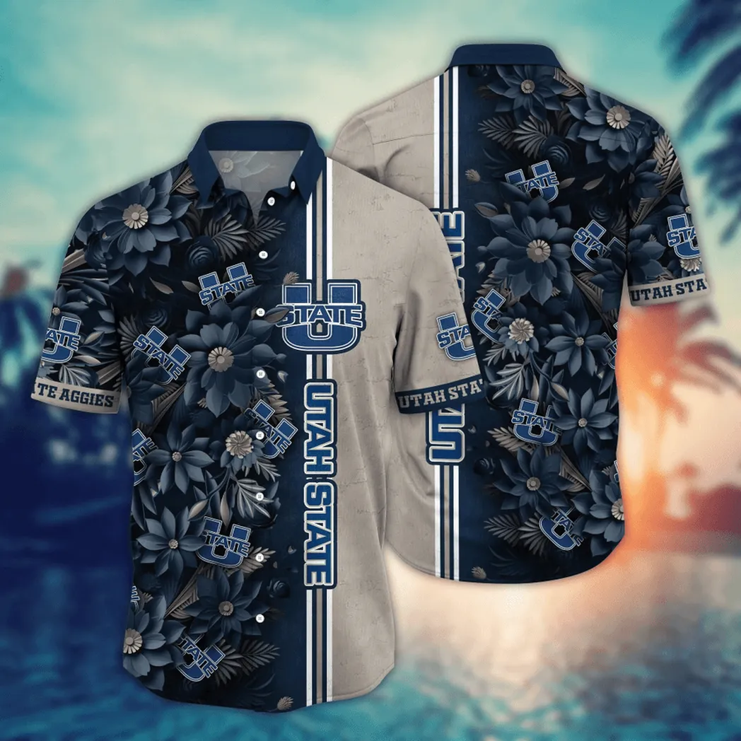 Utah State Aggies NCAA Flower Aloha Hawaiian Shirt, Custom Summer Football Shirts VPHWA2451153293