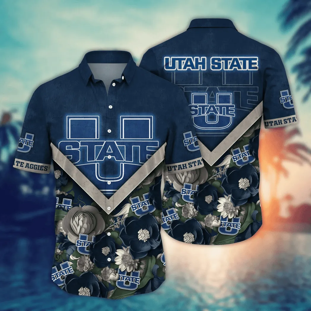 Utah State Aggies NCAA Flower Aloha Hawaiian Shirt, Custom Summer Football Shirts VPHWA2451153729