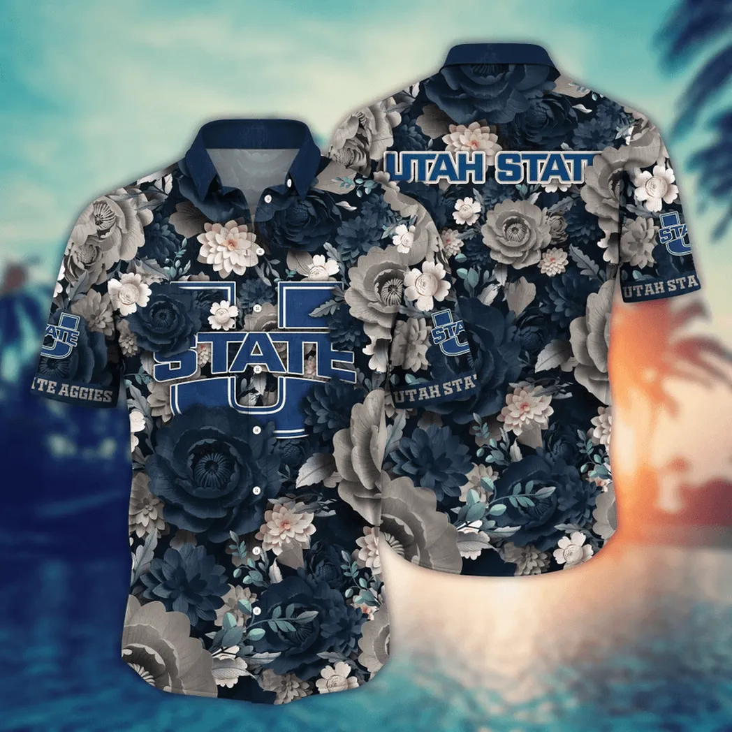 Utah State Aggies NCAA Flower Aloha Hawaiian Shirt, Custom Summer Football Shirts VPHWA2451153741