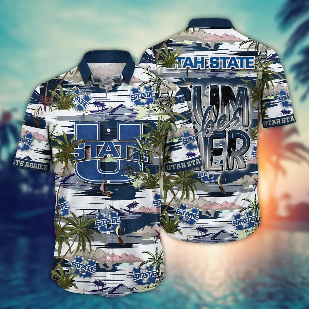 Utah State Aggies NCAA Flower Aloha Hawaiian Shirt, Summer Football Shirts VPHWA2451154001