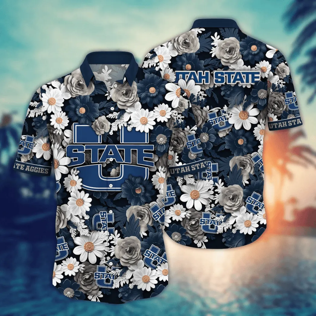 Utah State Aggies NCAA Flower Aloha Hawaiian Shirt, Summer Football Shirts VPHWA2451154013