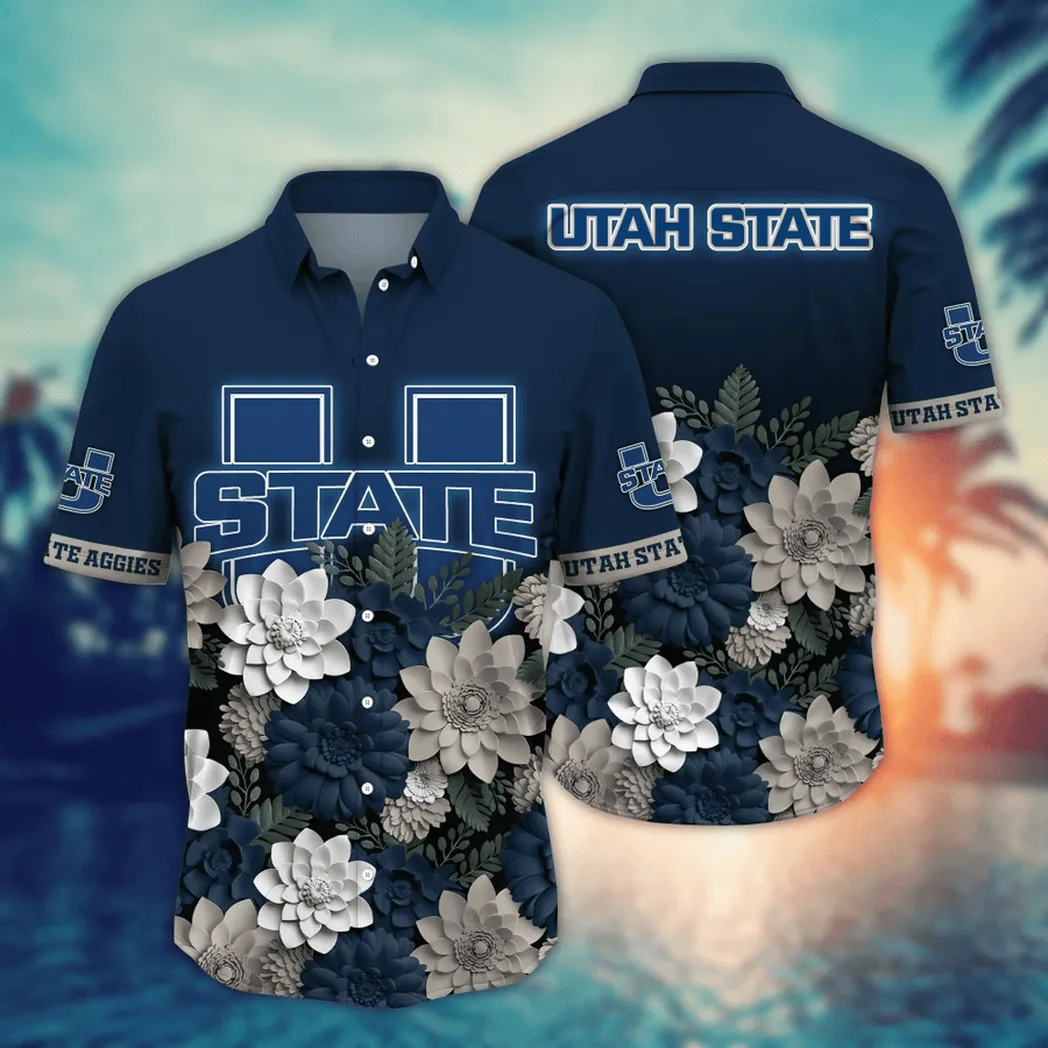 Utah State Aggies NCAA Flower Aloha Hawaiian Shirt, Summer Football Shirts VPHWA2451155120