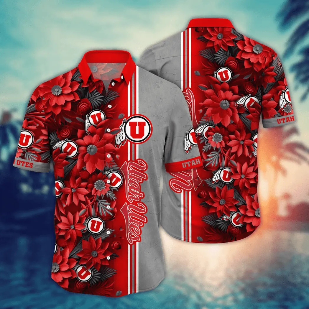 Utah Utes NCAA Flower Aloha Hawaiian Shirt, Custom Summer Football Shirts VPHWA2451153262