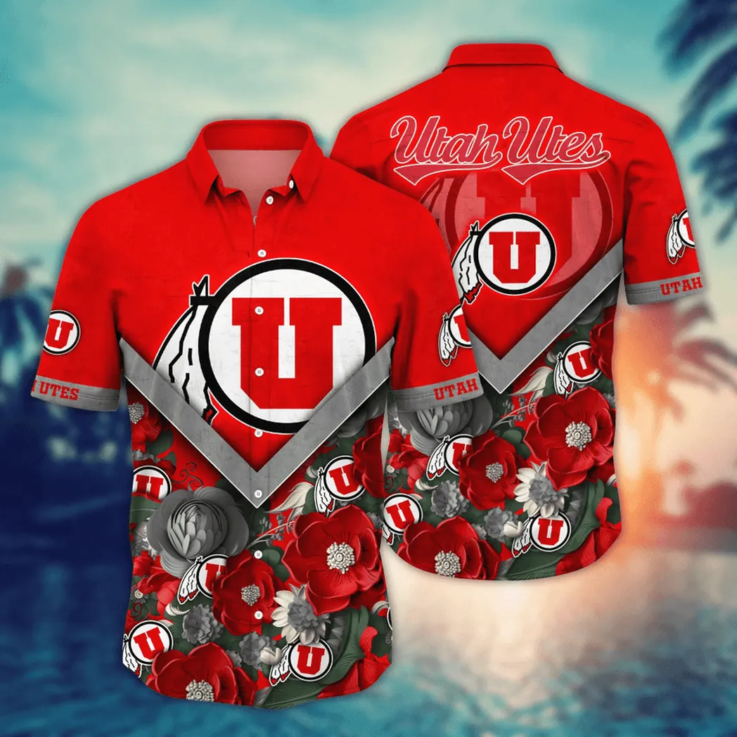 Utah Utes NCAA Flower Aloha Hawaiian Shirt, Custom Summer Football Shirts VPHWA2451153681