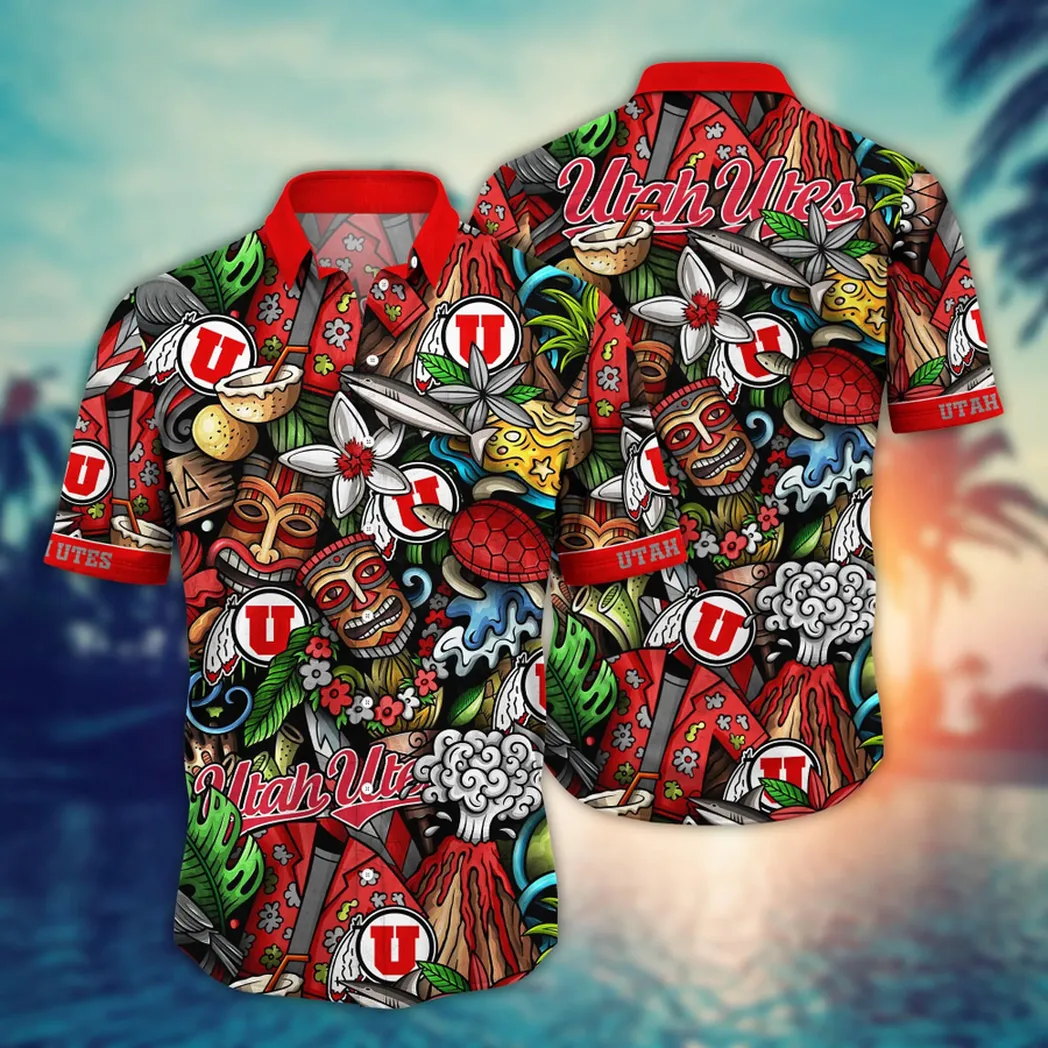 Utah Utes NCAA Flower Aloha Hawaiian Shirt, Custom Summer Football Shirts VPHWA2451154304