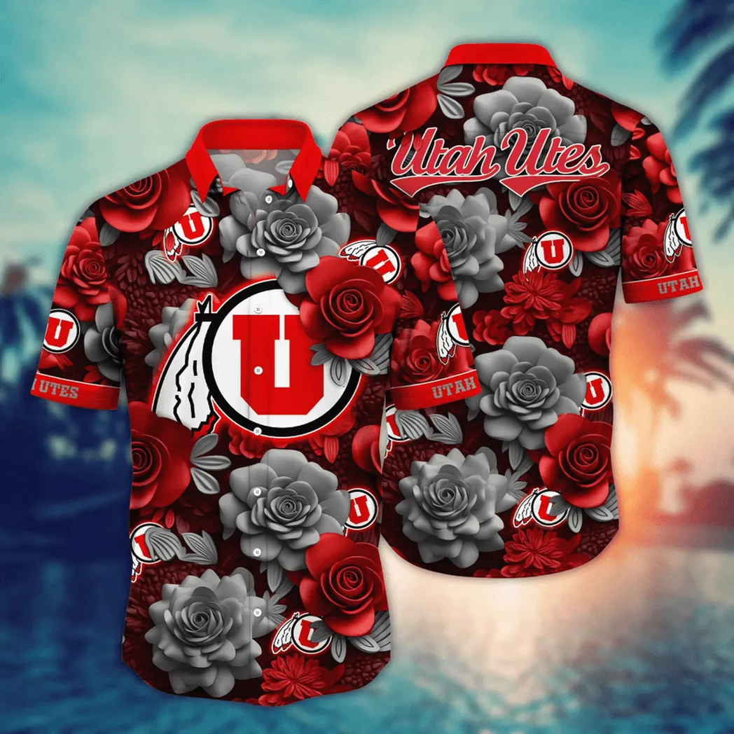 Utah Utes NCAA Flower Aloha Hawaiian Shirt, Summer Football Shirts VPHWA2451153921