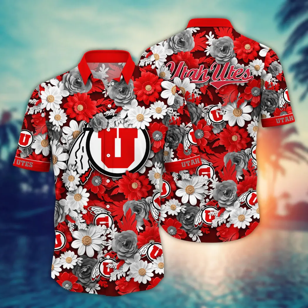 Utah Utes NCAA Flower Aloha Hawaiian Shirt, Summer Football Shirts VPHWA2451154069