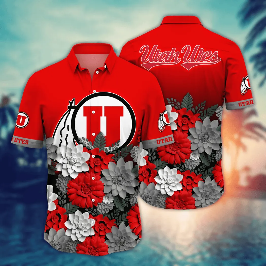 Utah Utes NCAA Flower Aloha Hawaiian Shirt, Summer Football Shirts VPHWA2451155116