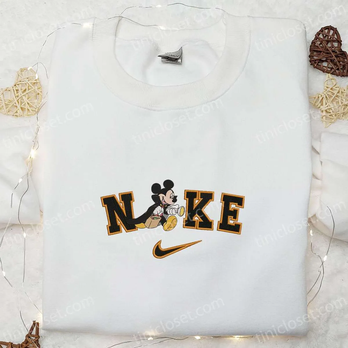 Vampire Costume Halloween Masquerade Mickey Mouse x Nike Embroidered Shirt, Trick or Treat Embroidered Sweatshirt, Cute Halloween Embroidered Hoodie