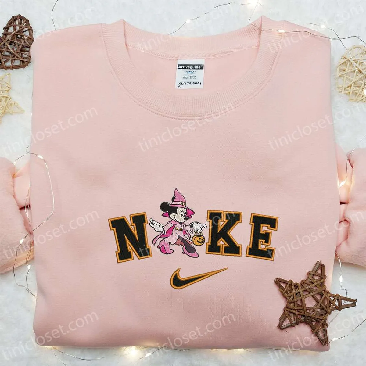 Vampire Costume Halloween Masquerade Minnie Mouse x Nike Embroidered Shirt, Trick or Treat Embroidered Sweatshirt, Cute Halloween Embroidered Hoodie