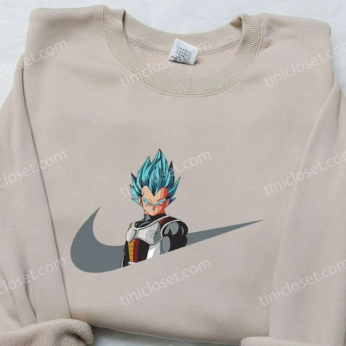 Vegeta Super Saiyan Blue x Nike Swoosh Anime Embroidered Hoodie, Dragon Ball Embroidered Shirt, Nike Inspired Embroidered Shirt