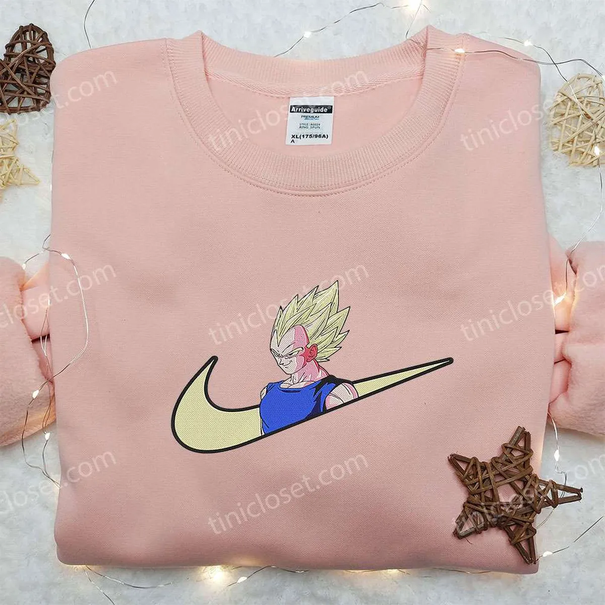 Vegeta Super Saiyan x Nike Swoosh Anime Embroidered Hoodie, Dragon Ball Embroidered Shirt, Nike Inspired Embroidered Shirt