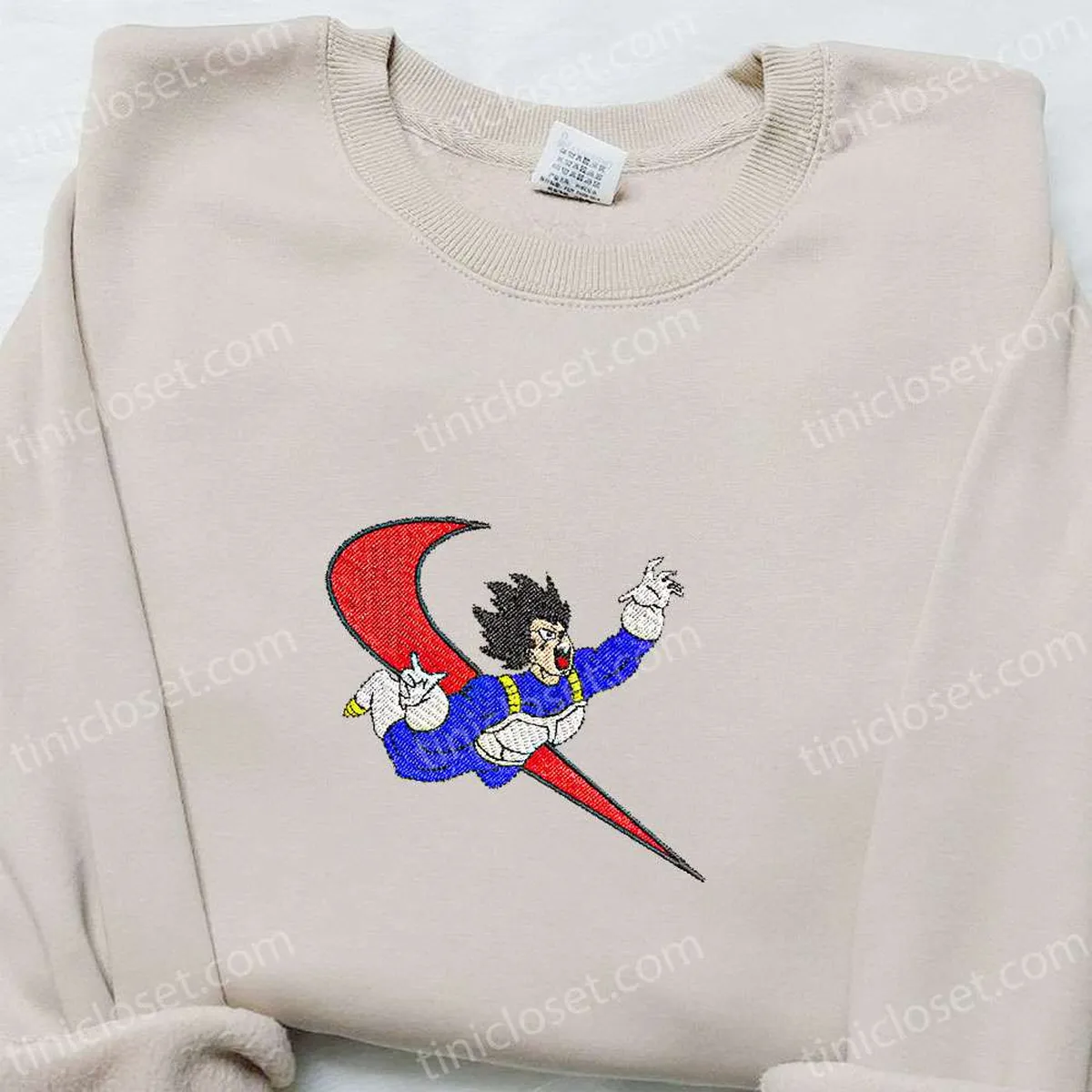 Vegeta x Swoosh Anime Embroidered Sweatshirt, Dragon Ball Embroidered Shirt, Best Gift Ideas for Family