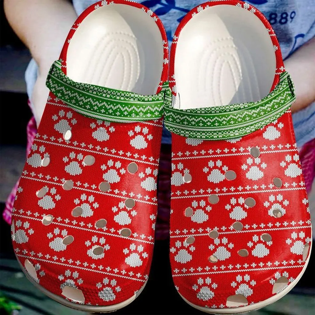 Vet Tech Christmas Paws Ugly Pattern Crocs Crocband Clog