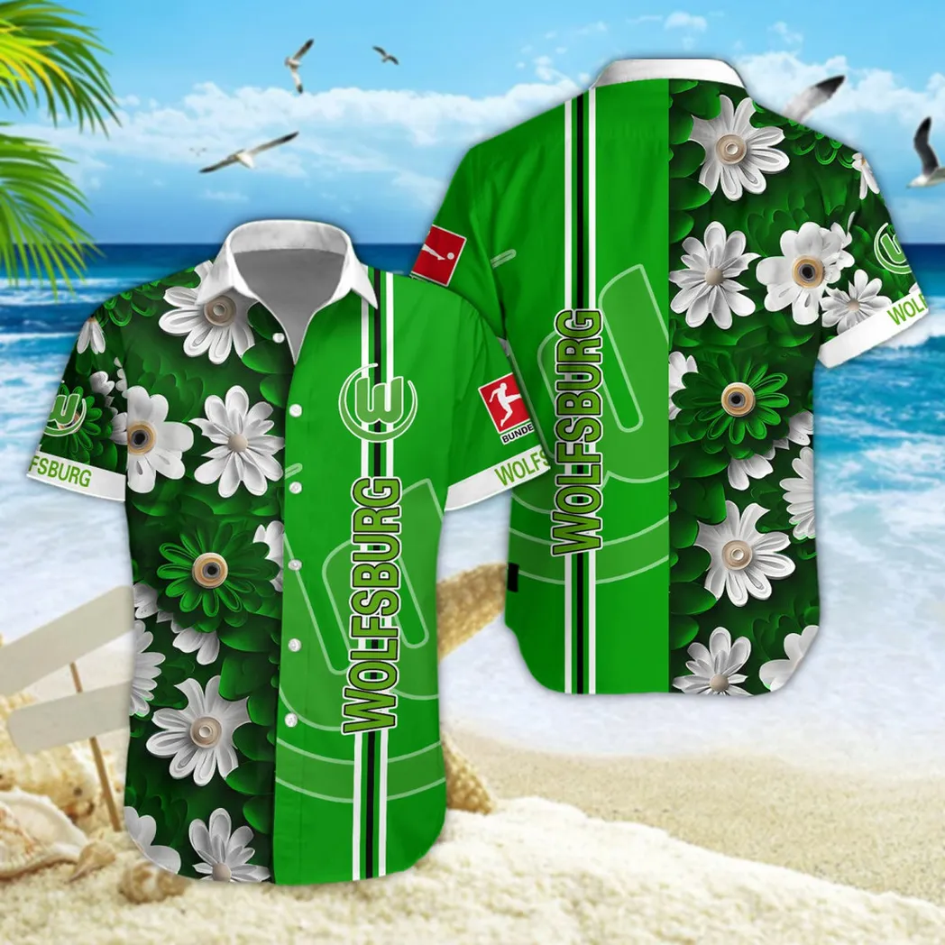 VfL Wolfsburg Hawaiian Shirt Style Classic Oversized Hawaiian, Unisex Hawaiian Shirt Trending Summer