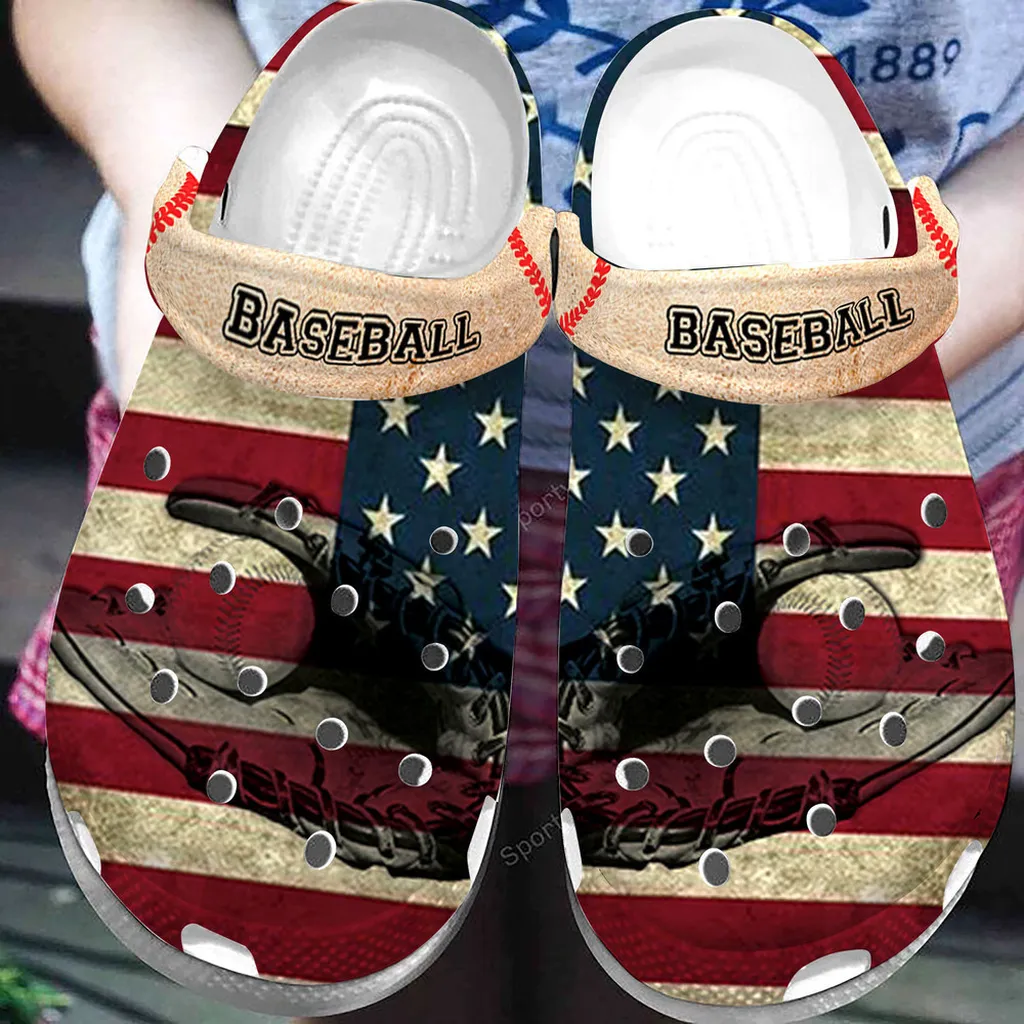 Vintage American Baseball Flag Clogs