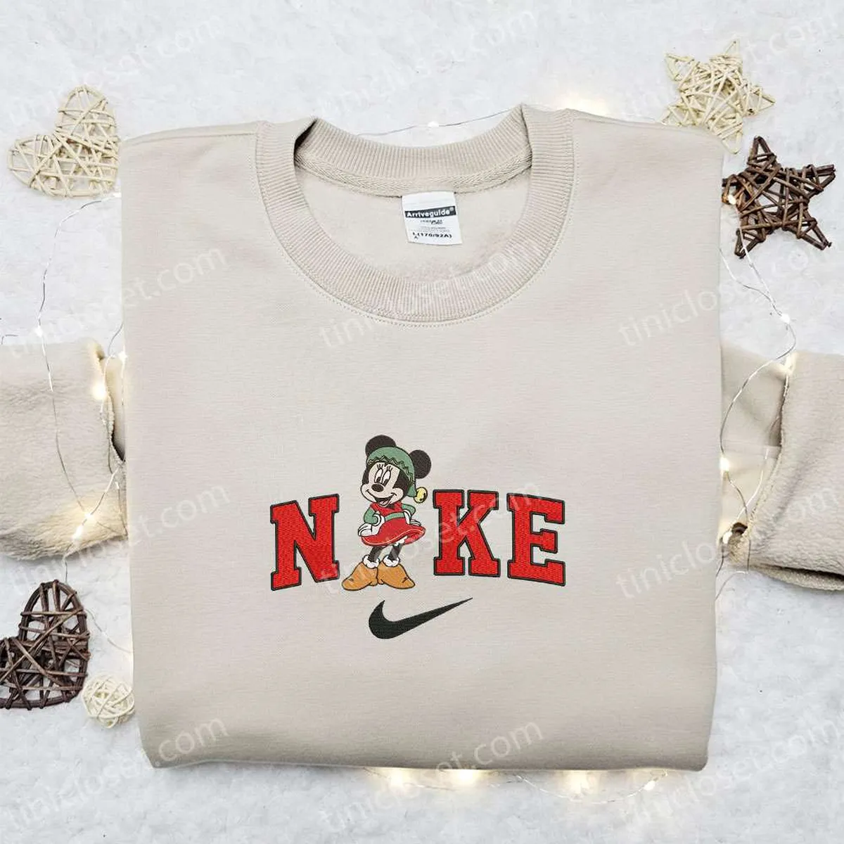 Vintage Lady Minnie Mouse x Nike Christmas Embroidered Sweatshirt, Disney Characters Movie Merry Christmas Embroidered Shirt, Best Christmas Day Gift Ideas