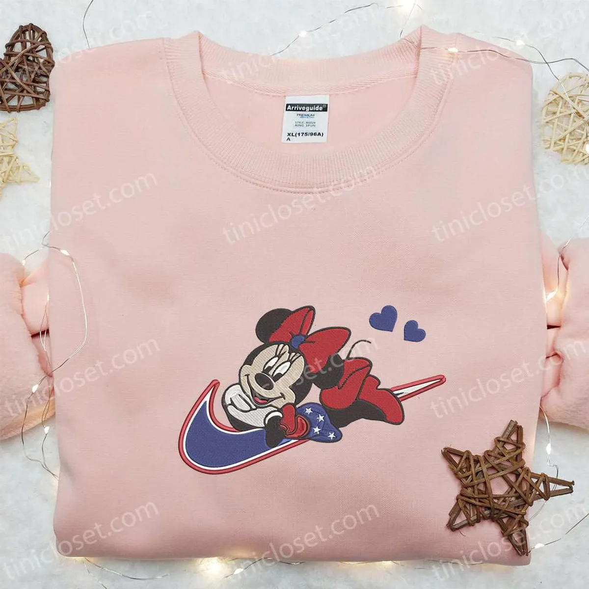 Vintage Minnie Love x Swoosh Embroidered Sweatshirt, Walt Disney Embroidered Shirt, The Best Gift